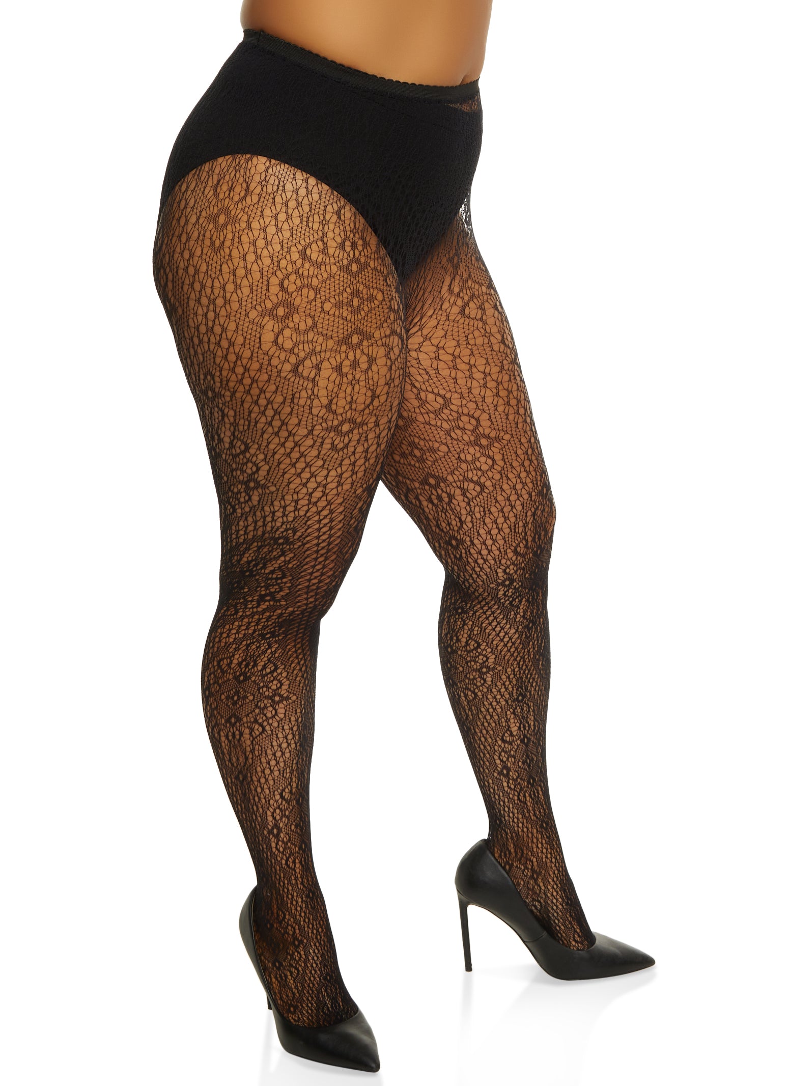 feather lace net tights 