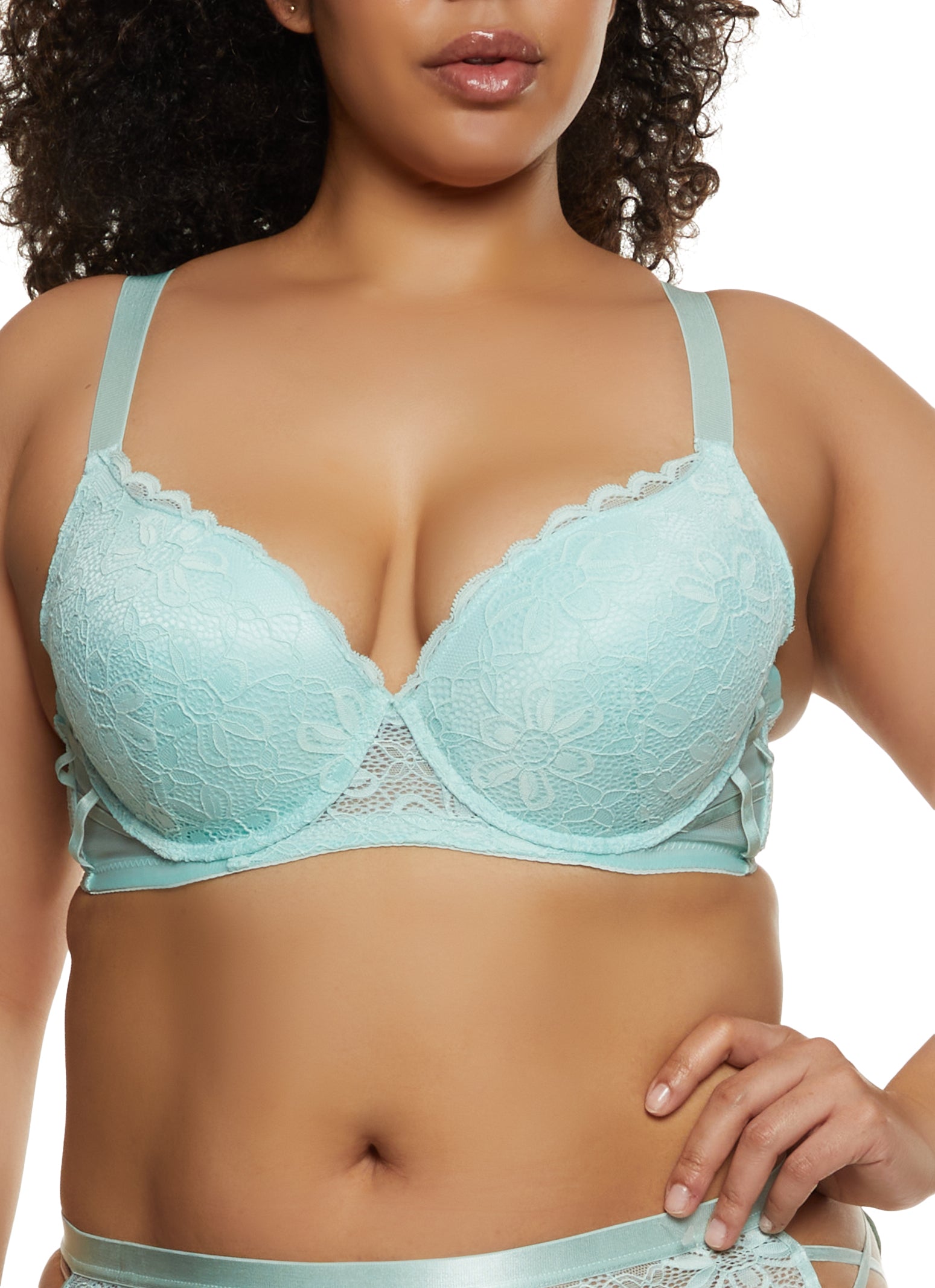 Plus Size Blue Plunge Bras