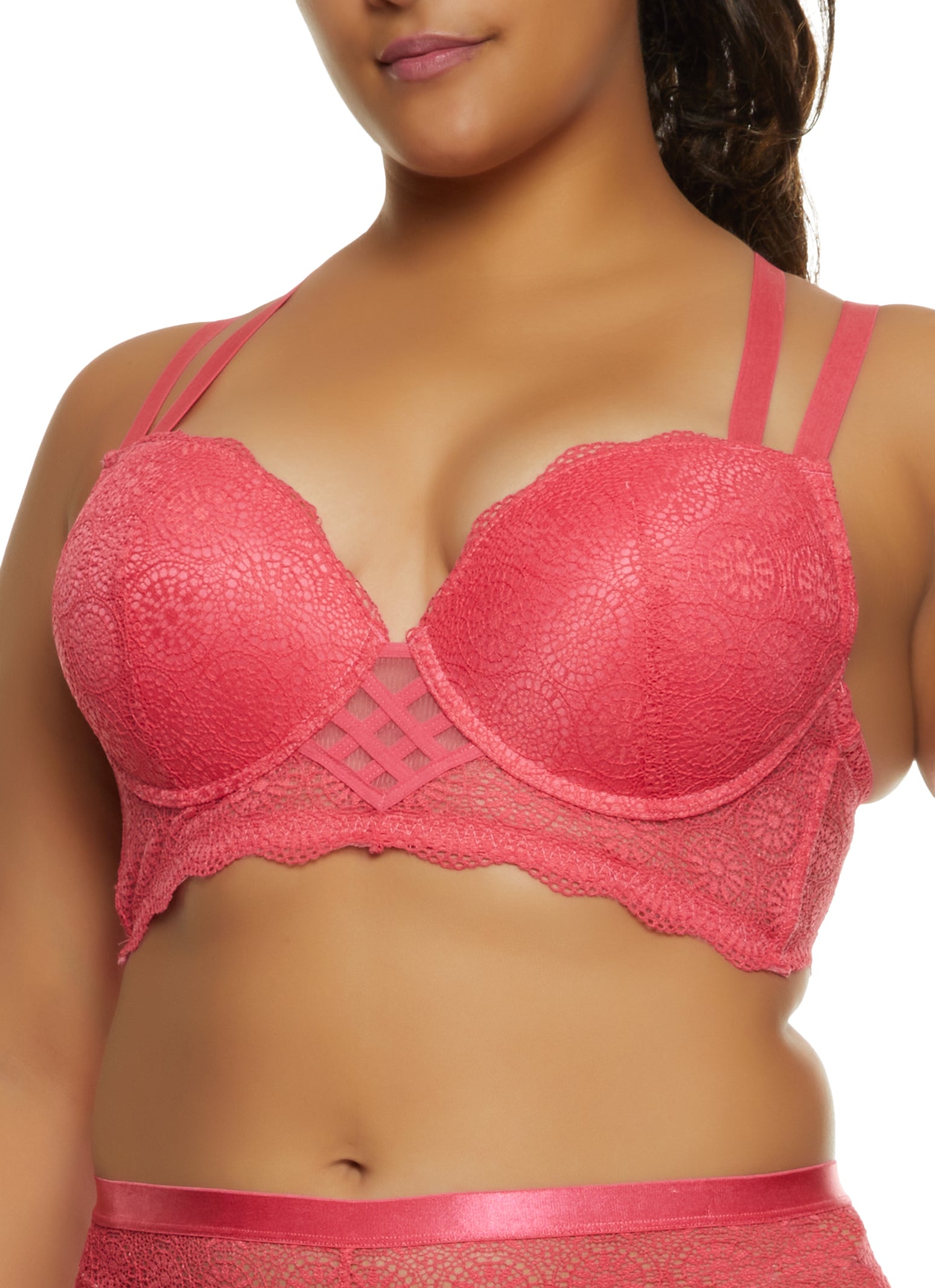 RPVATI Women's Plus Size Bralette Support Hollow Out Lace Comfortable Bra  Pink 5XL 