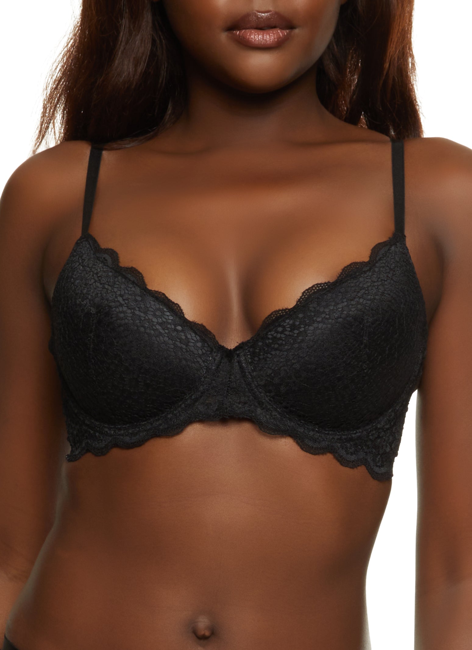 Solid Convertible Strap Lace Plunge Bra