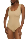 Womens Ribbed Knit Seamless Scoop Neck Sleeveless Bodysuit, ,