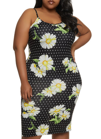 Plus Size Daisy Print Cami Dress