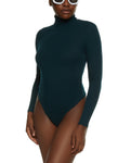 Womens Rib Knit Turtleneck Bodysuit, ,