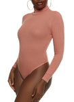 Womens Rib Knit Turtleneck Bodysuit, ,