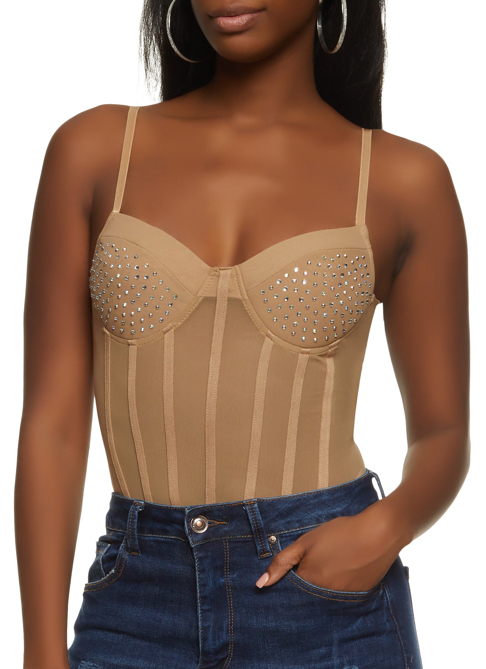 Forever 21 Women's Contour Bustier Cami Bodysuit XL