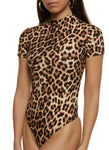 Womens Patterned Mock Neck Bodysuit, ,