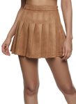 Womens Faux Suede Pleated Skirt, ,