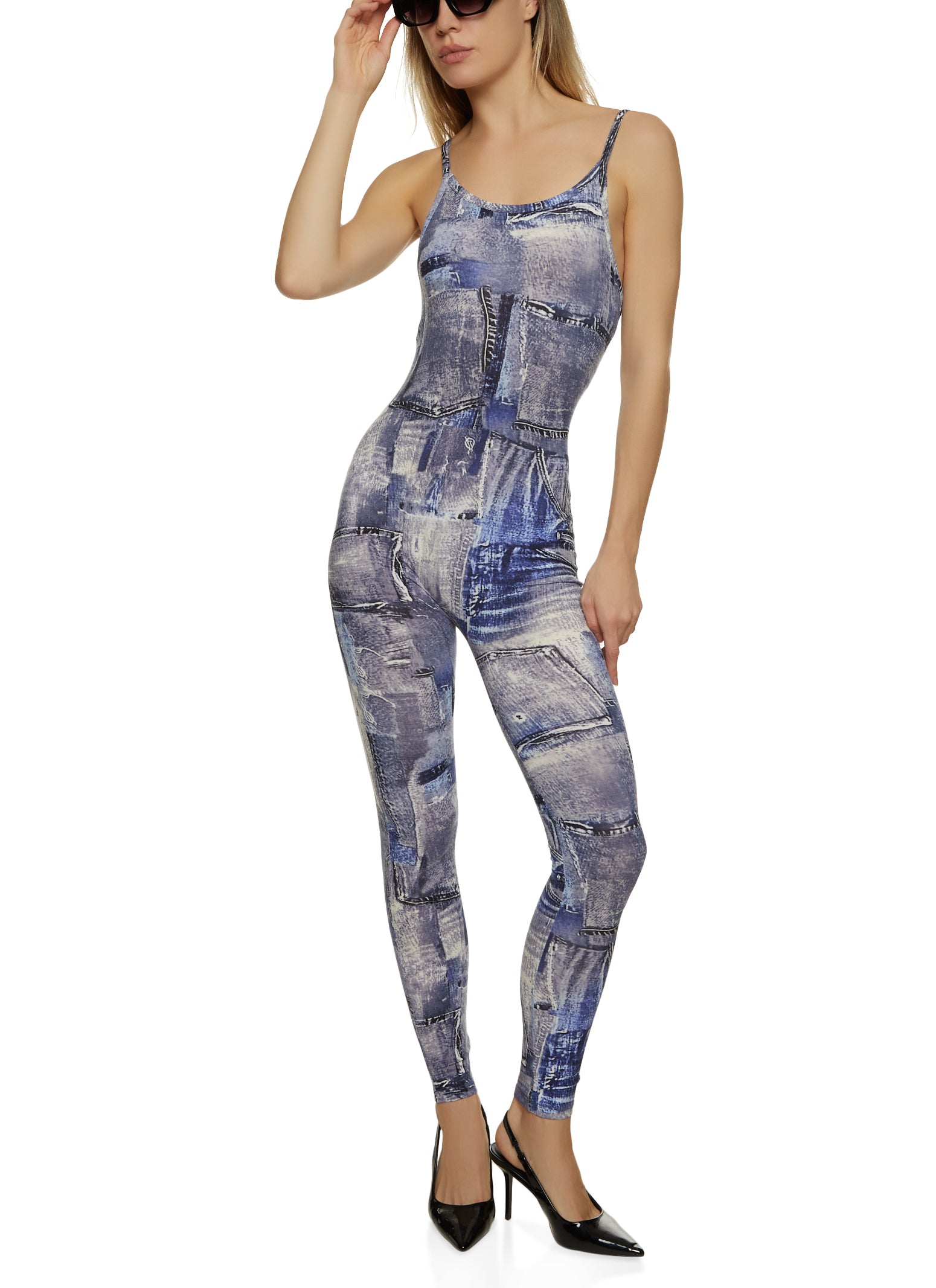 Womens Patterned Cami Catsuit,