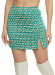 Womens Printed Split Hem Mini Skirt, ,