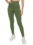 Womens Solid Seamless Ribbed High Waisted Leggings, ,