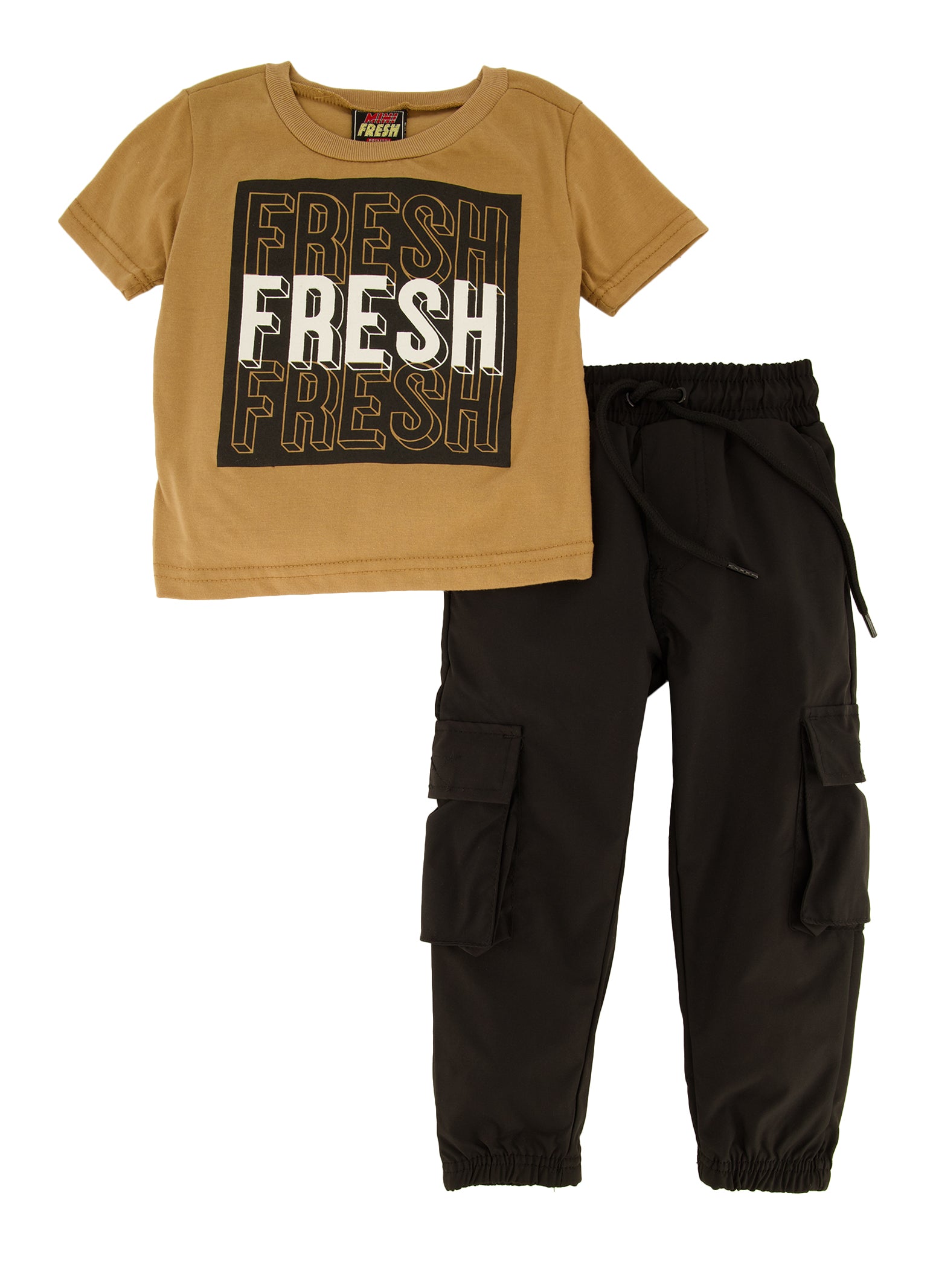 Baby Boys 12-24M Fresh Graphic Tee and Cargo Pants Set, Brown, Size 18M