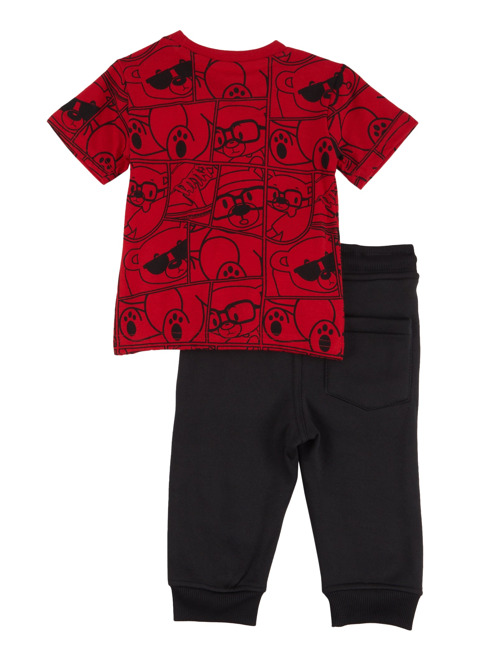 Baby Boys 12-24M Bear Print Team Hstl Graphic Tee and Joggers, Red, Size 18M