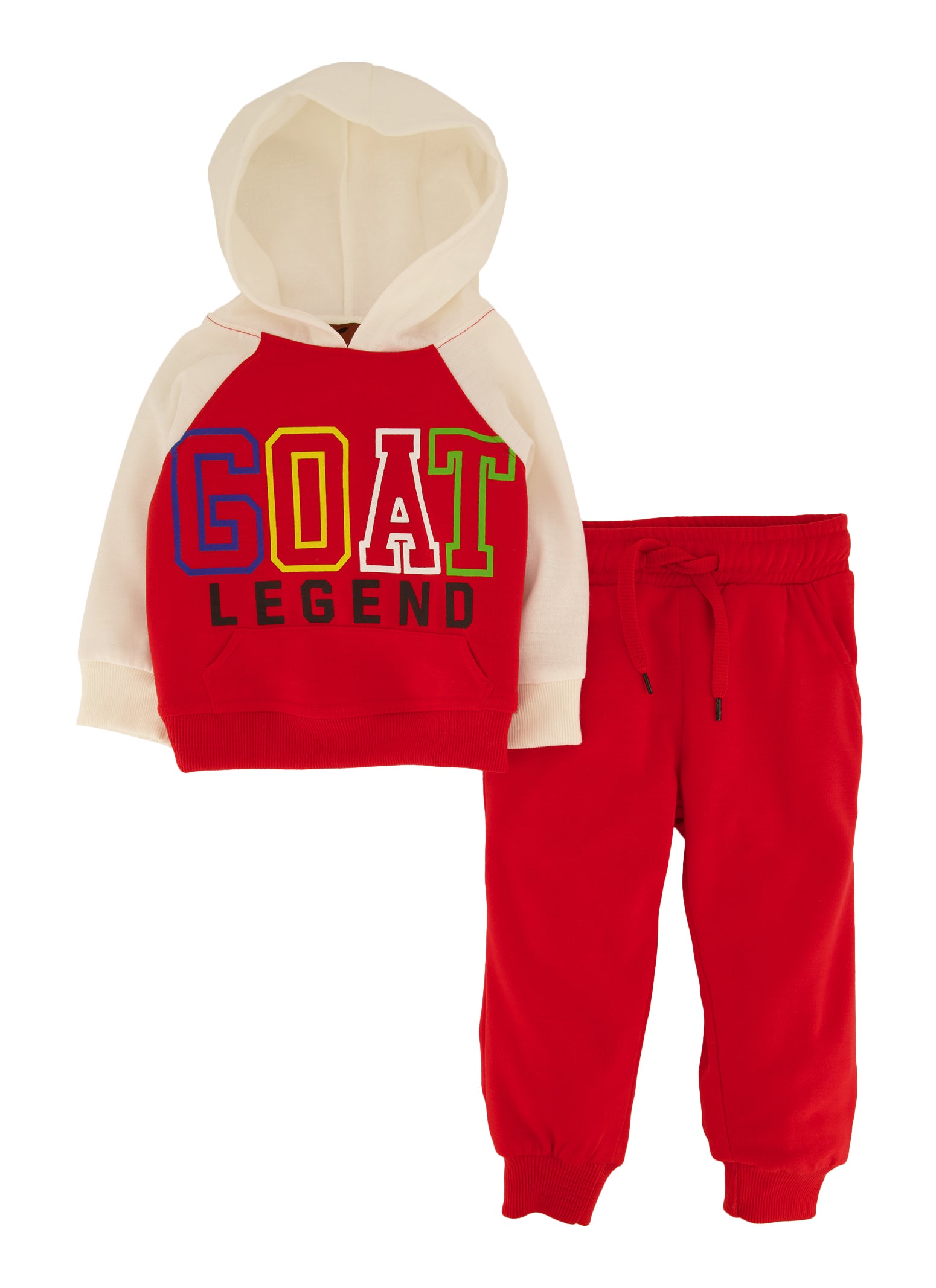 Baby Boys 12-24M Color Block GOAT Legend Graphic Hoodie and Joggers, Red, Size 18M