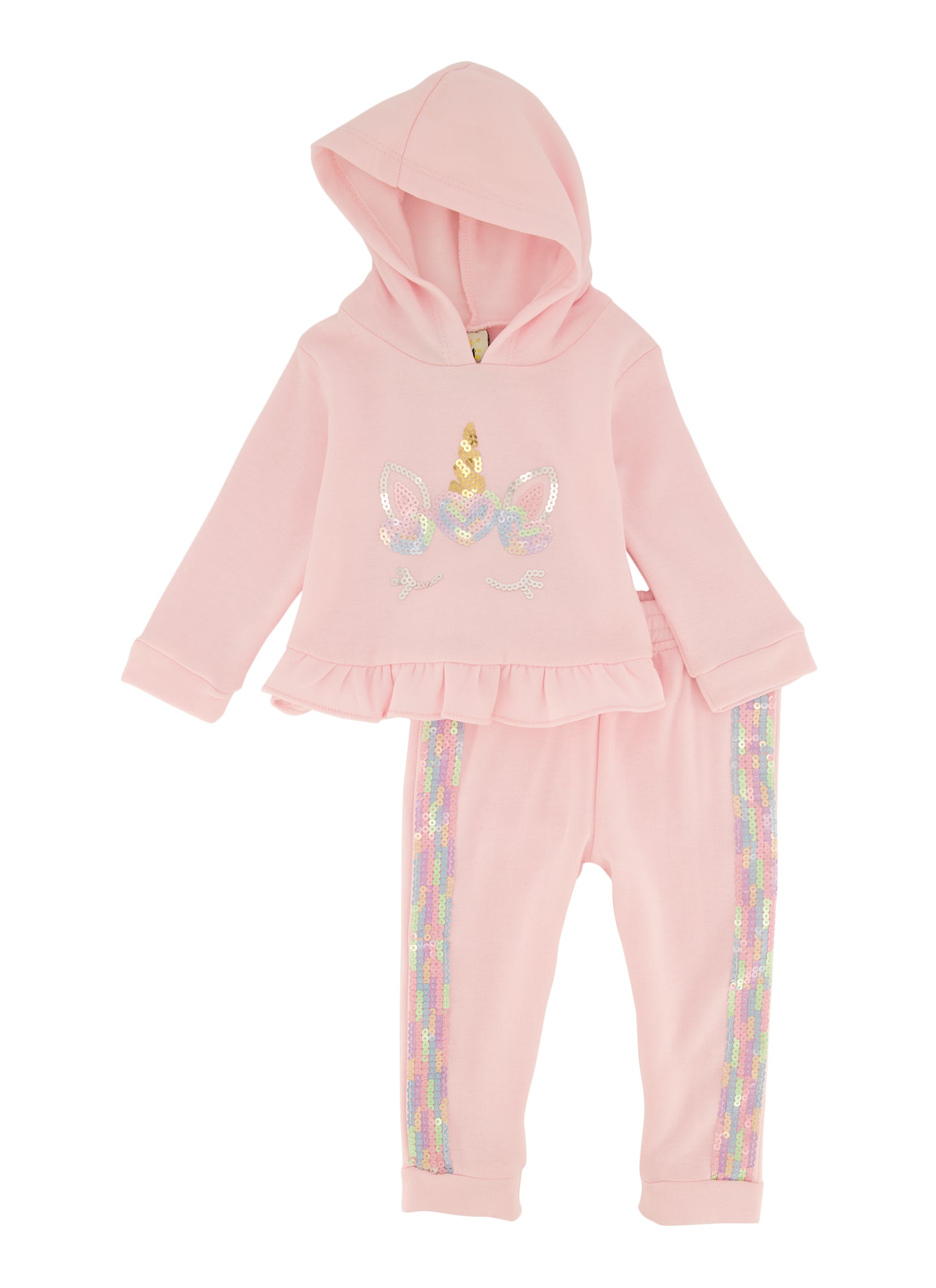 Baby Girls 12-24M Unicorn Sequin Hoodie and Jogger Set,