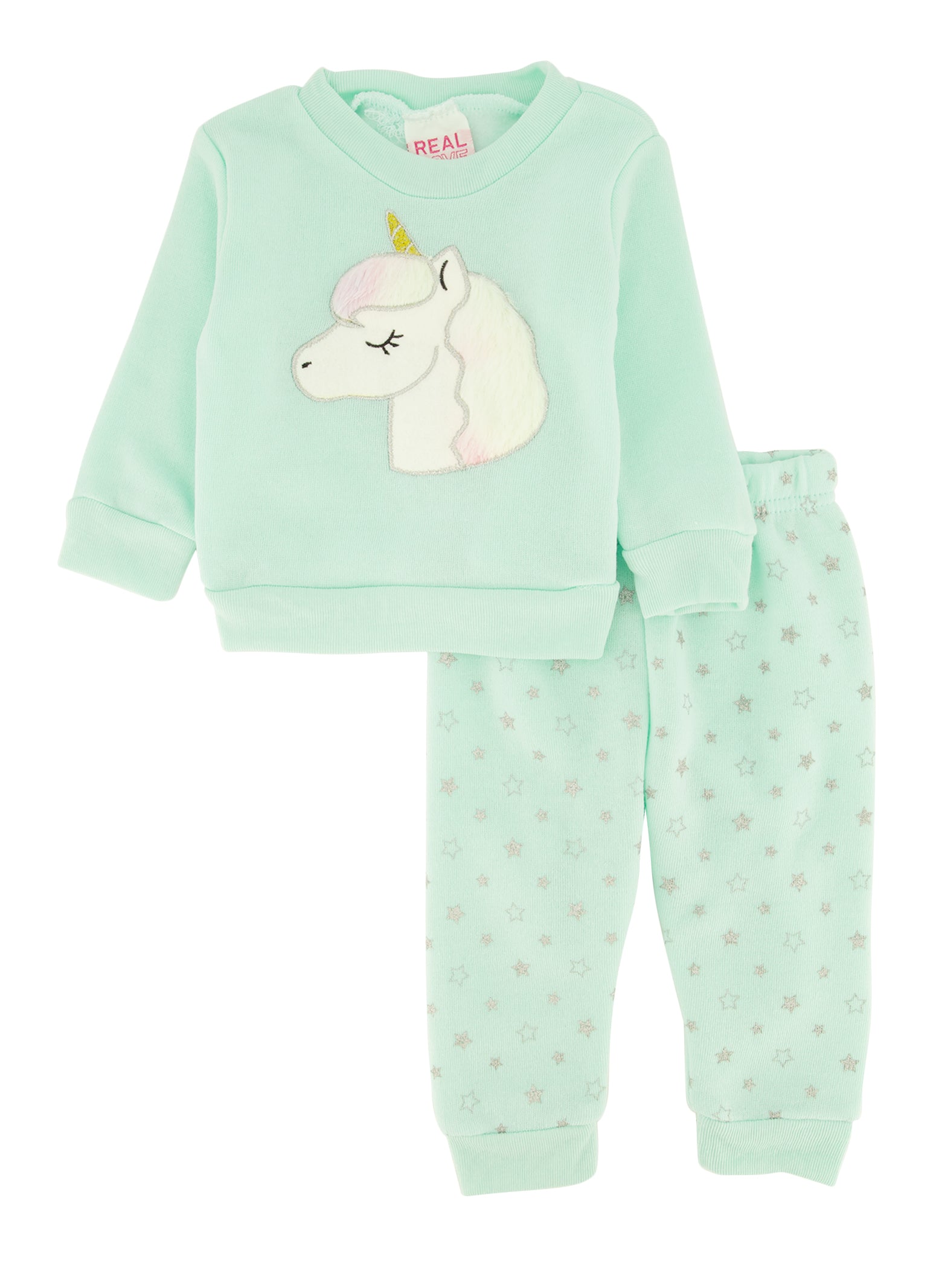 Baby Girls 0-9M Unicorn Graphic Sweatshirt and Printed Joggers, Blue, Size 6-9M