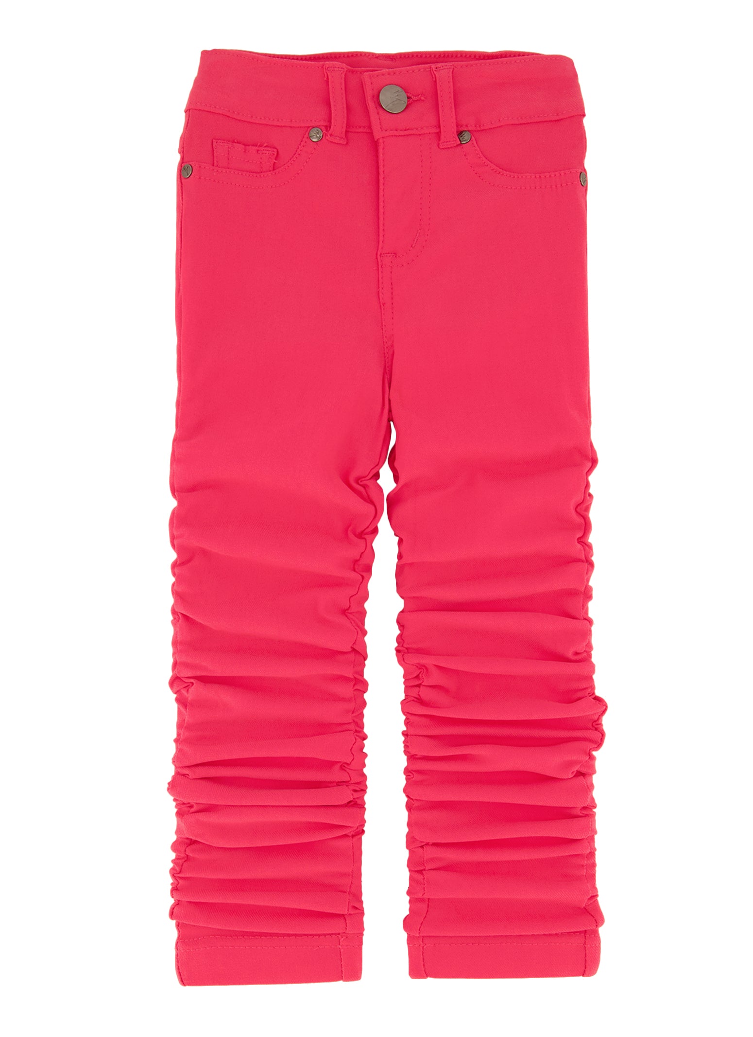 Little Girls Stacked Straight Leg Pants, Red, Size 4