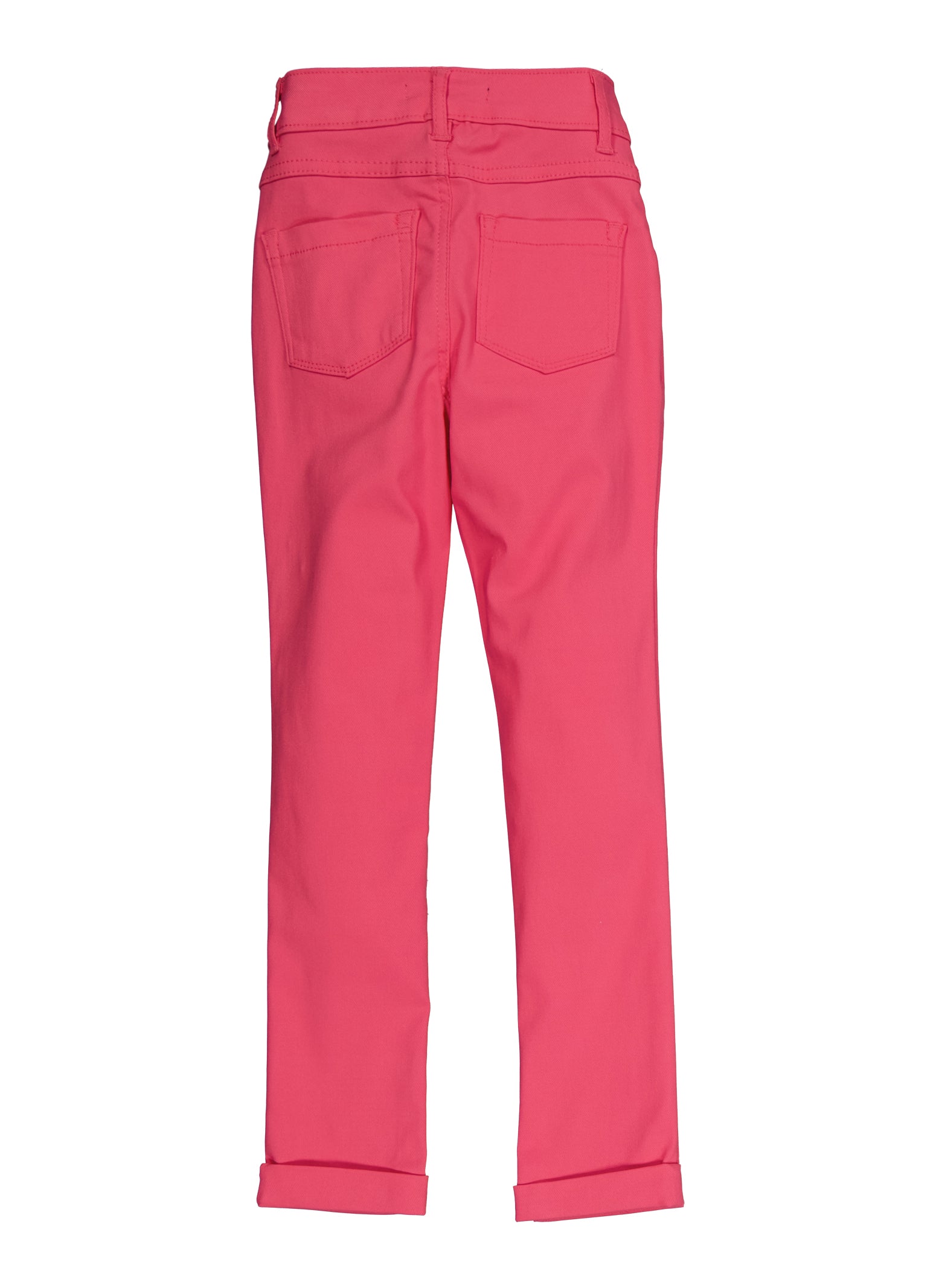 Girls Rolled Cuff Skinny Leg Pants, Pink, Size 10-12