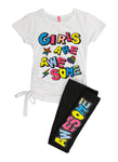 Little Girls Awesome Graphic Tee And Leggings, ,