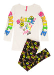 Little Girls Smile Smiley Graphic Print Top And Leggings Set, ,