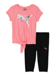 Little Girls Puma Tie Front Tee And Leggings, ,
