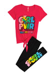 Girls Checkered Grl Pwr Tie Front Graphic Tee And Leggings, ,