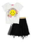 Girls Blessed Smiley Tee And Tutu Skirt, ,