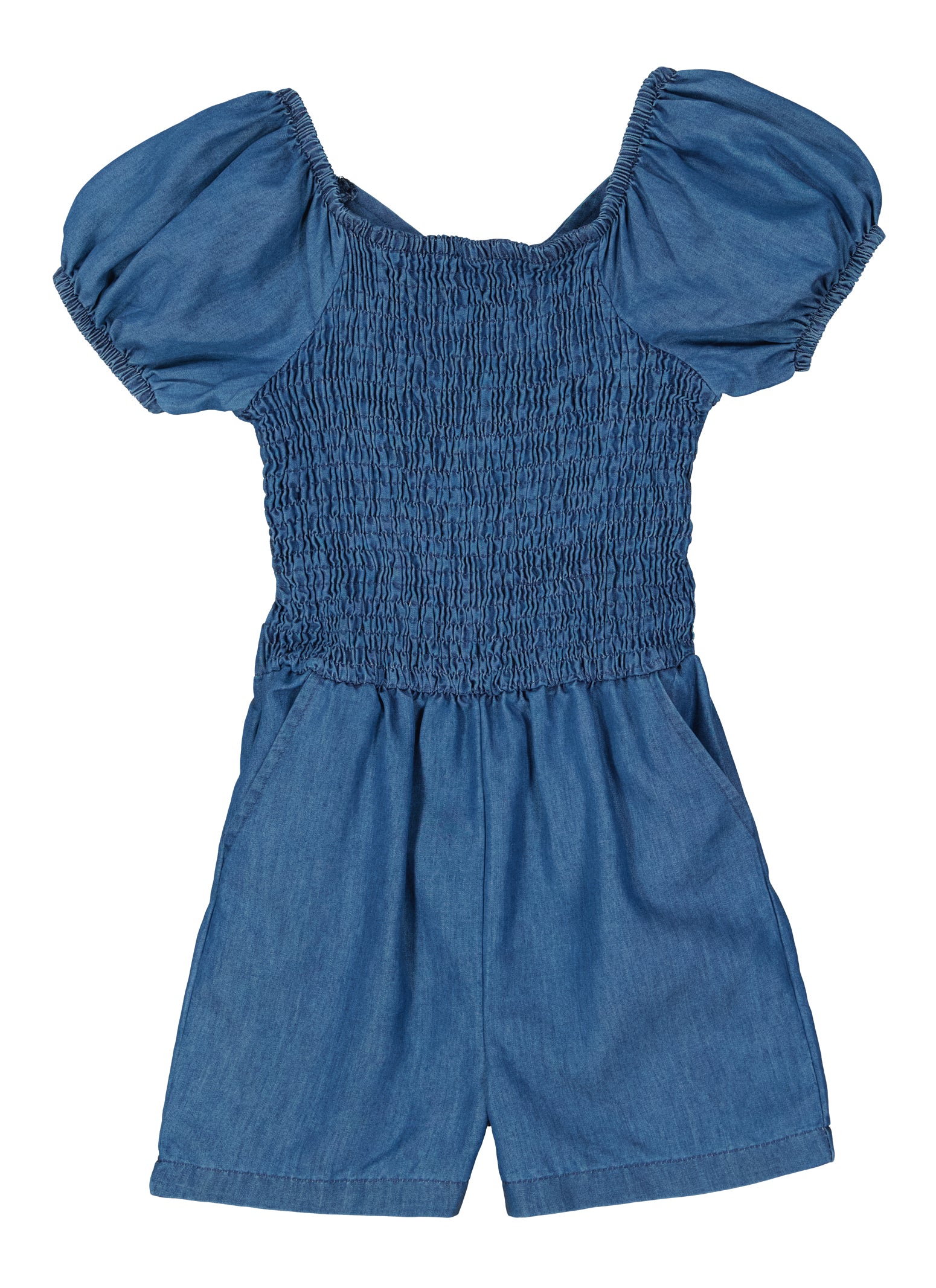 Little Girls Open Back Denim Romper