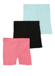 Little Girls 3 Pack Ribbed Knit Biker Shorts, ,