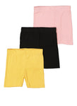 Little Girls 3 Pack Rib Knit Biker Shorts, ,