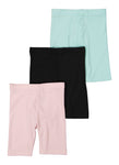 Girls 3 Pack Solid Assorted Biker Shorts, ,