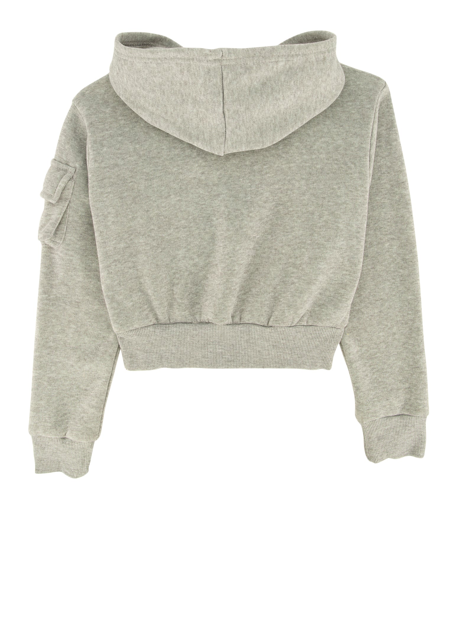 Girls Fleece Cargo Pocket Zip Front Hoodie, Grey, Size 7-8