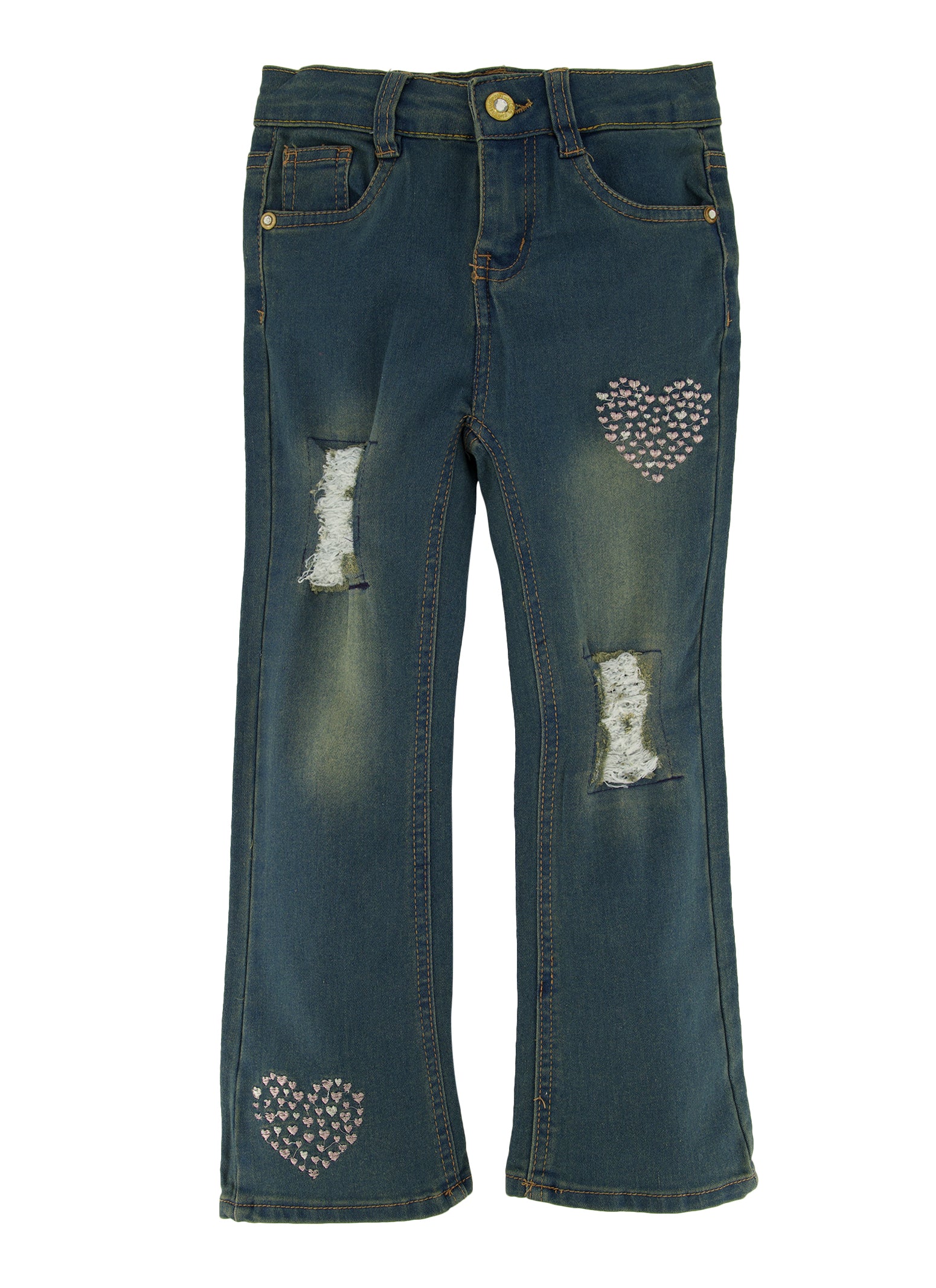 Girls Faux Distressed Denim Leggings