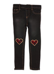 Little Girls Embroidered Plaid Heart Jeggings, ,