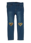 Little Girls Embroidered Plaid Heart Jeggings, ,