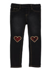 Girls Embroidered Plaid Heart Jeggings, ,