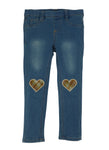 Girls Embroidered Plaid Heart Jeggings, ,