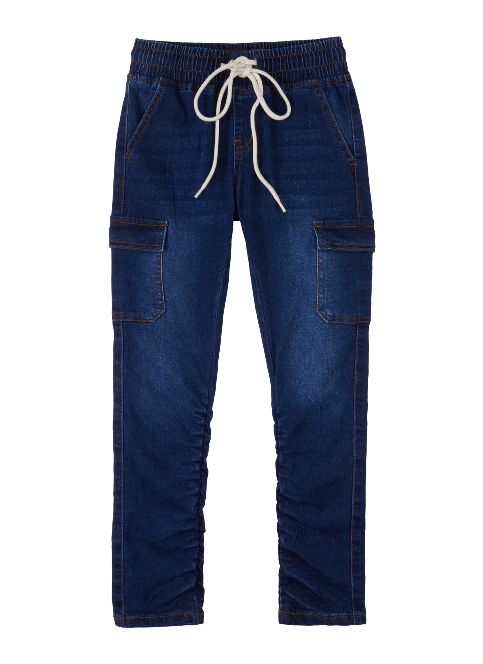 Girls VIP Drawstring Stacked Cargo Jeans, Blue,