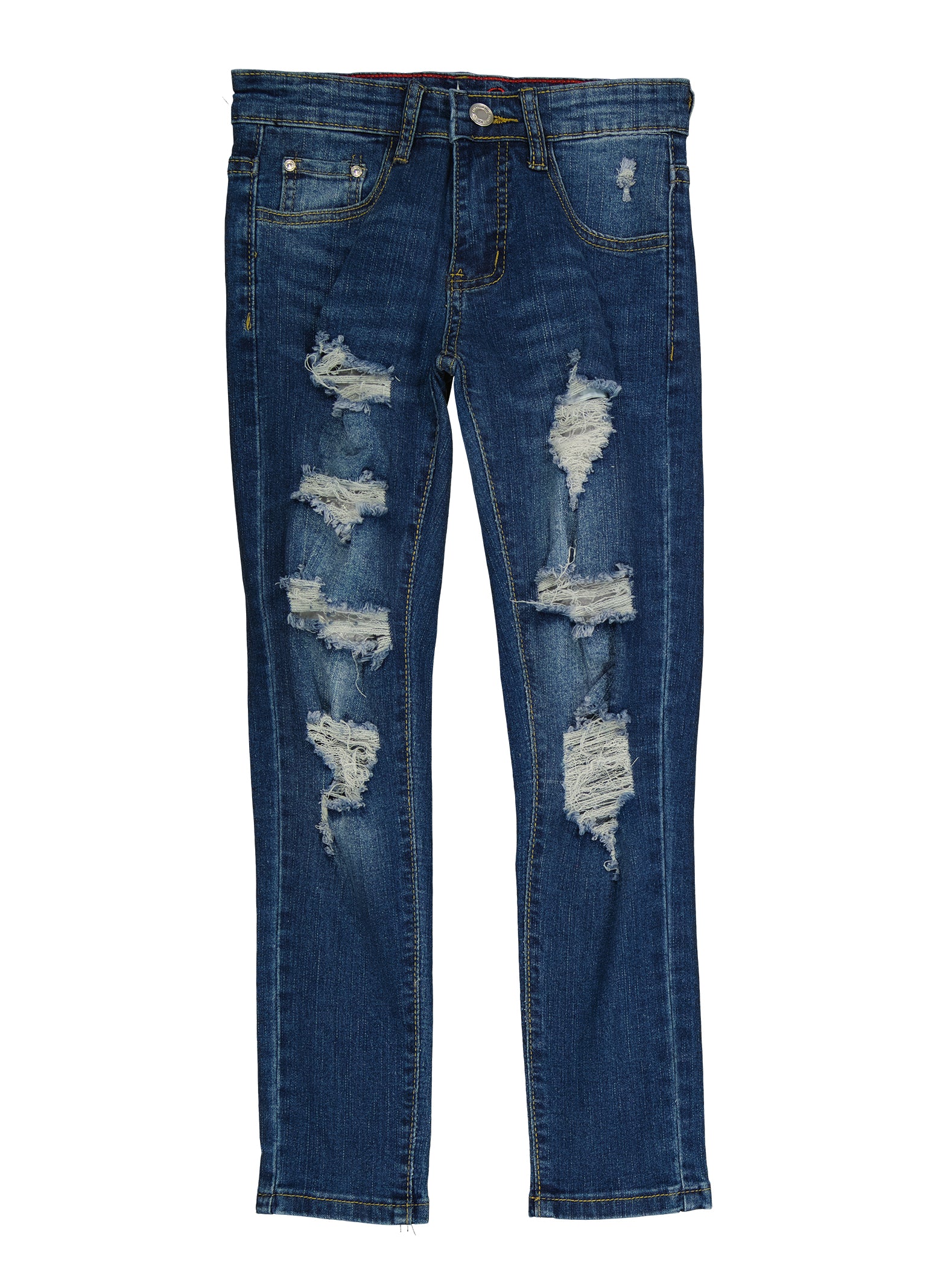 Girls Distressed Skinny Jeans, Blue,