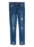 Girls Distressed Whiskered Skinny Jeans, ,