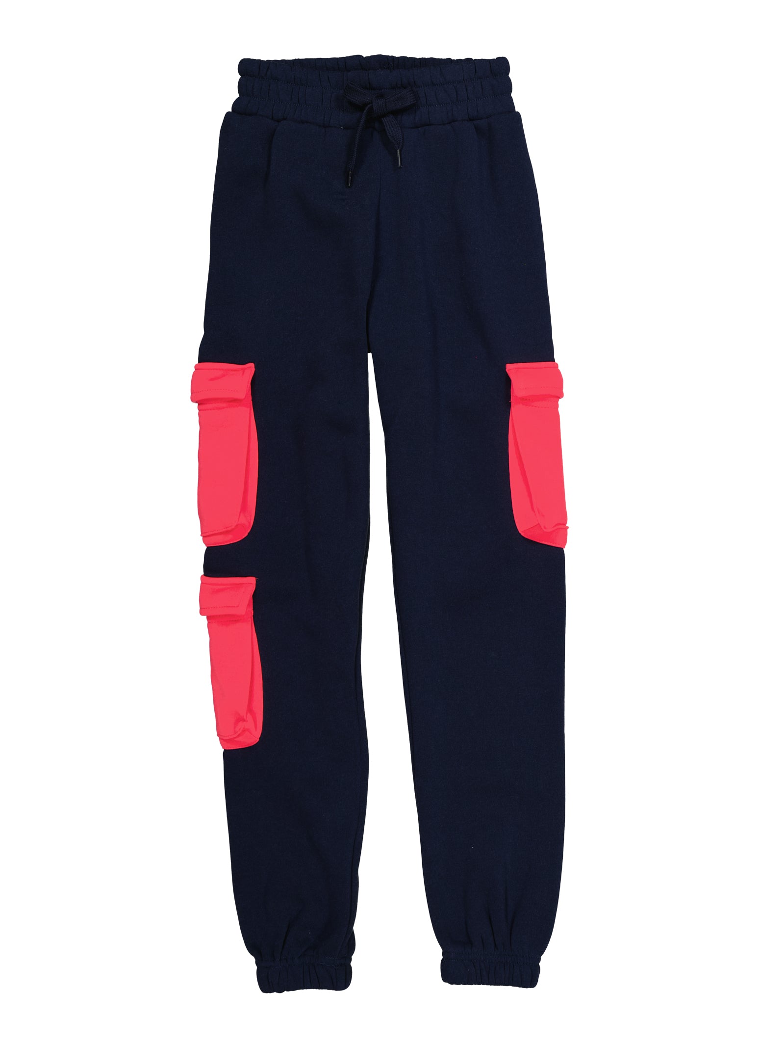 Girls Cargo Pocket Drawstring Sweatpants, Blue, Size 7-8