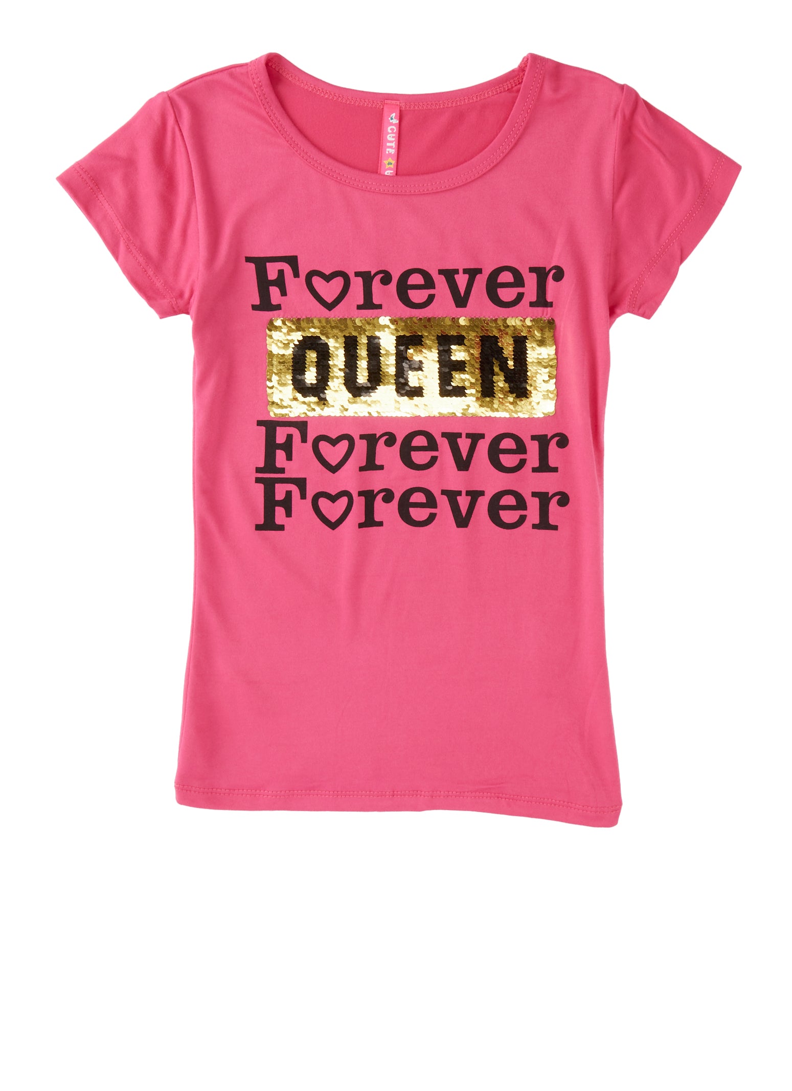 Little Girls Forever Queen Reversible Sequin Tee, Pink, Size 4