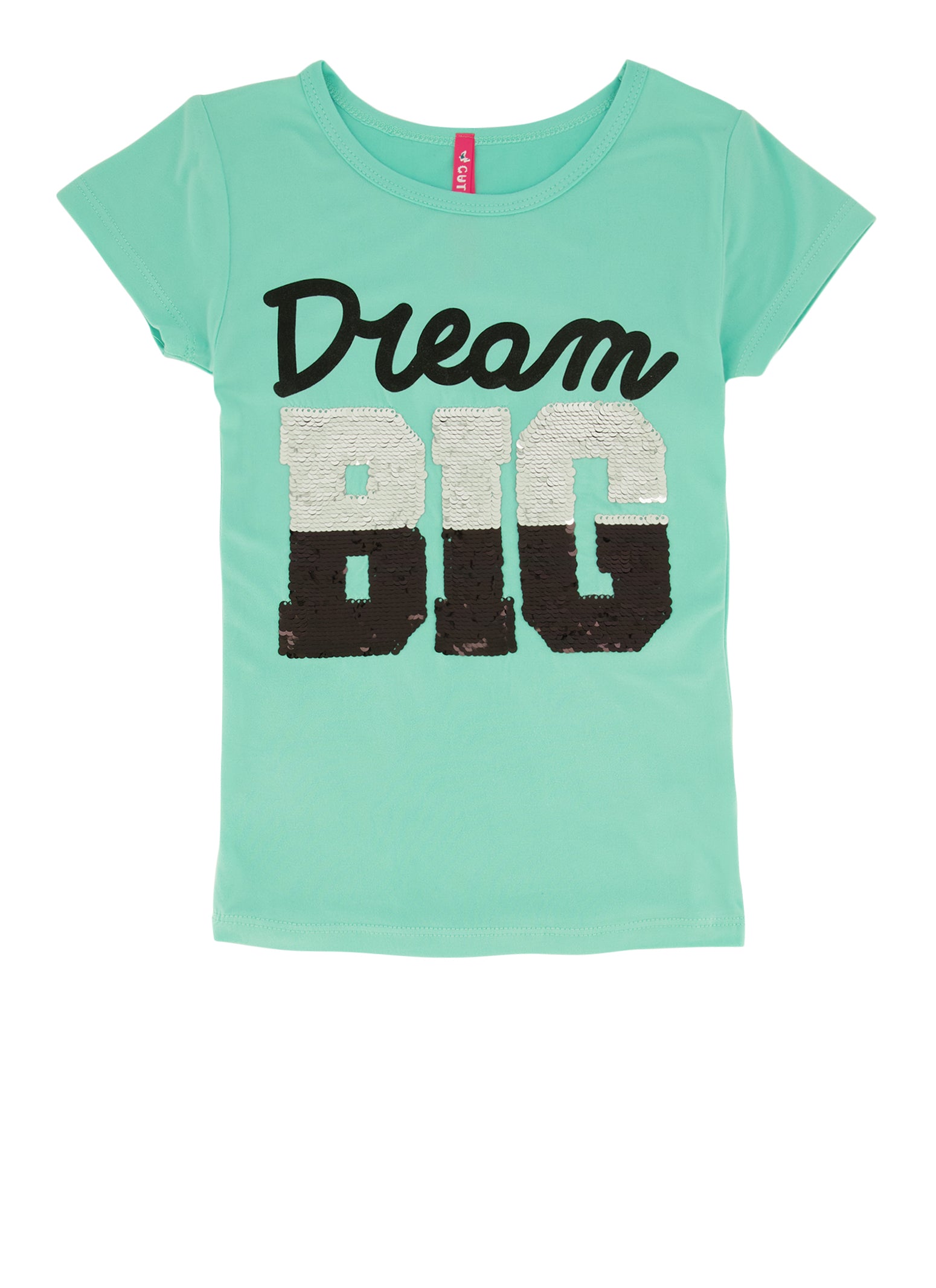 Little Girls Reversible Sequin Dream Big Graphic Tee, Blue, Size 4