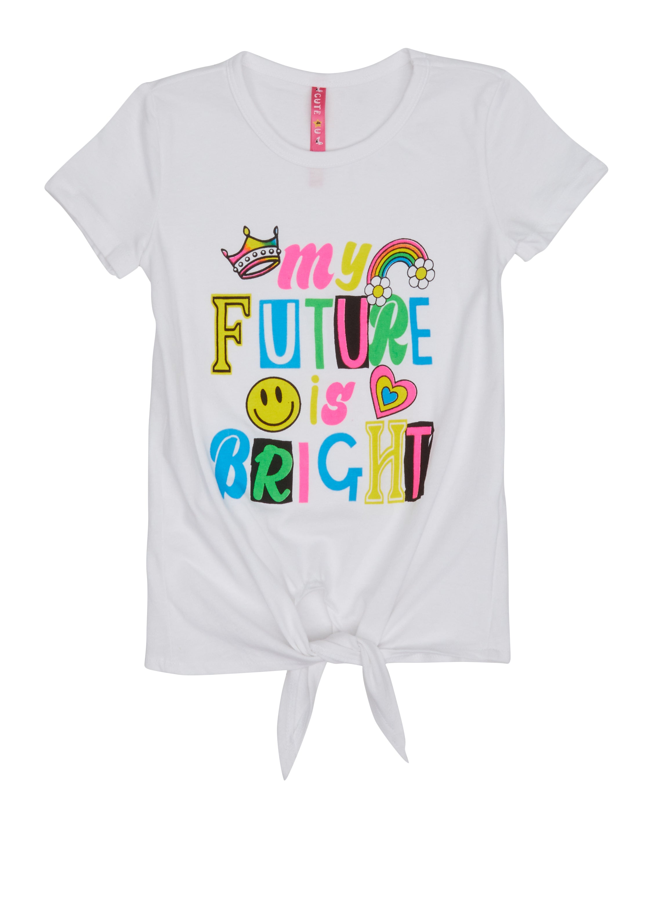 Little Girls My Future Is Bright Graphic Tee, White, Size 4