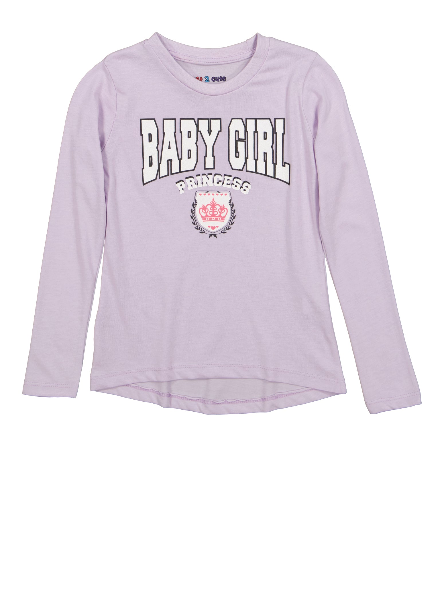 Little Girls Long Sleeve Baby Girl Princess Graphic Tee, Purple, Size 6X