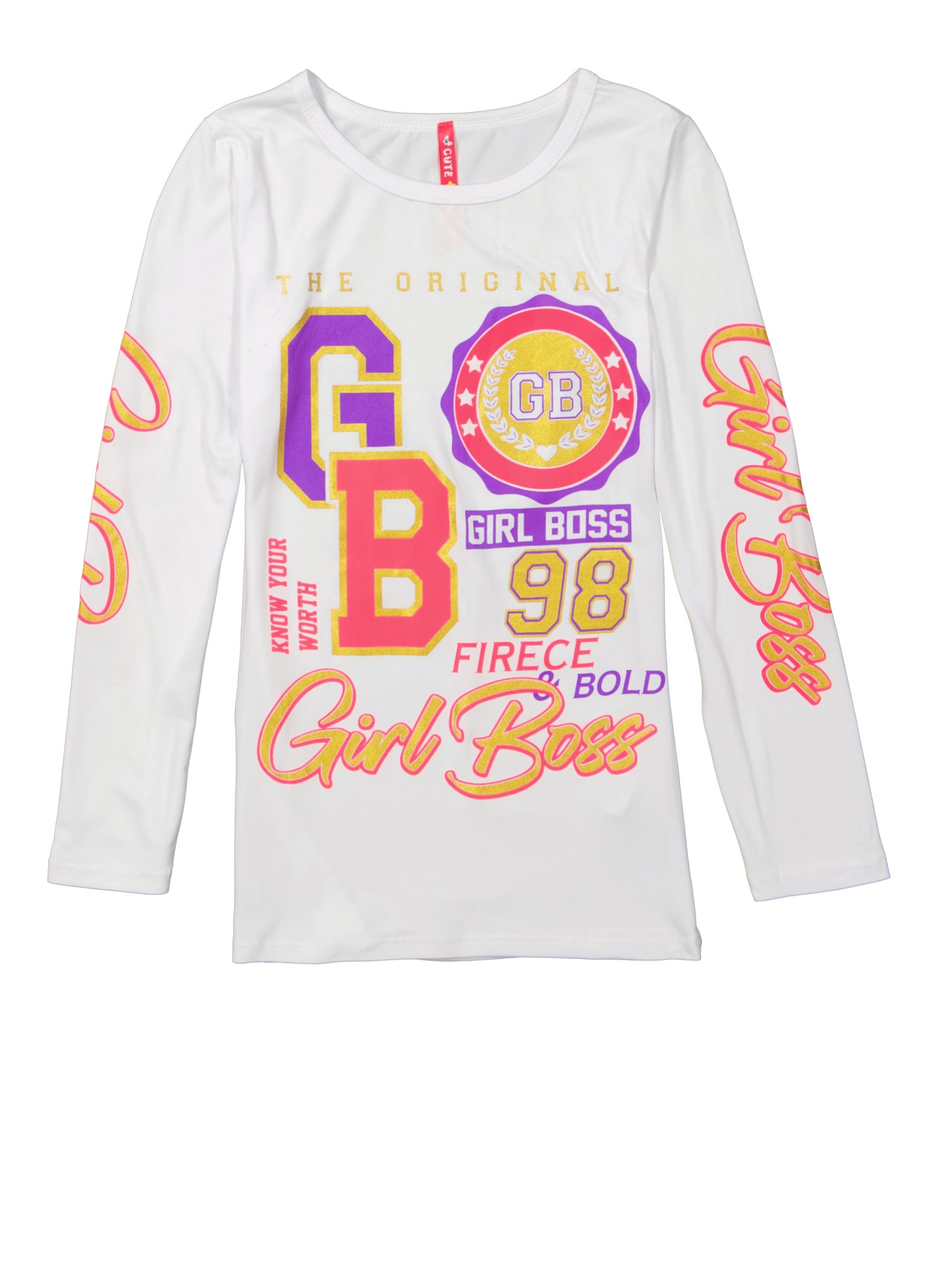 Girls Original Girl Boss Graphic Tee, White, Size 7-8