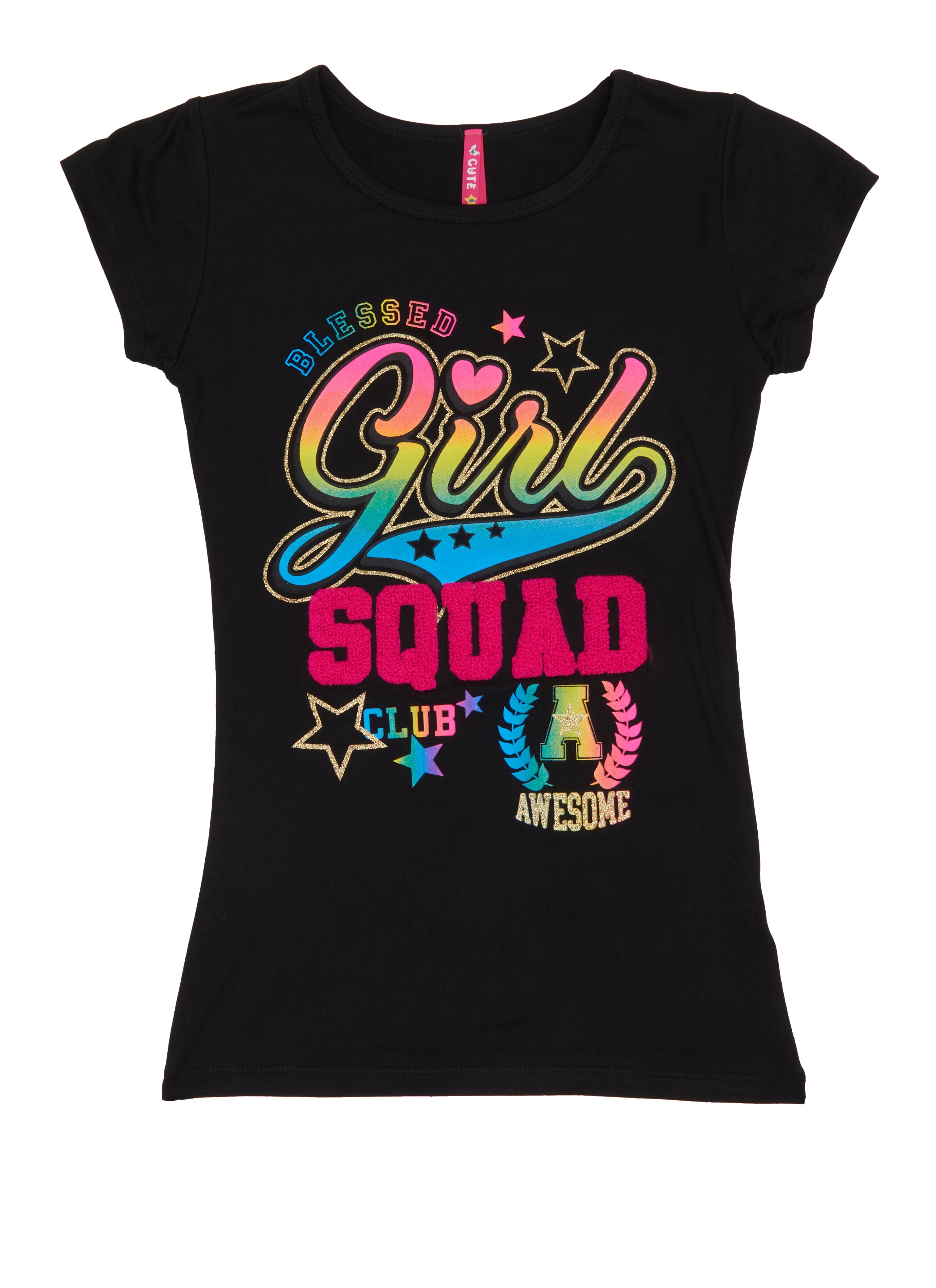 Girls Chenille Patch Girl Squad Graphic Tee,