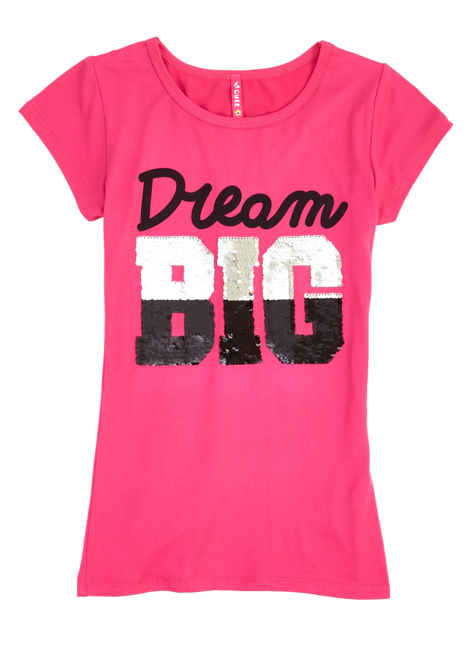 Girls Dream Big Reversible Sequin Patch Graphic Tee, 7-8