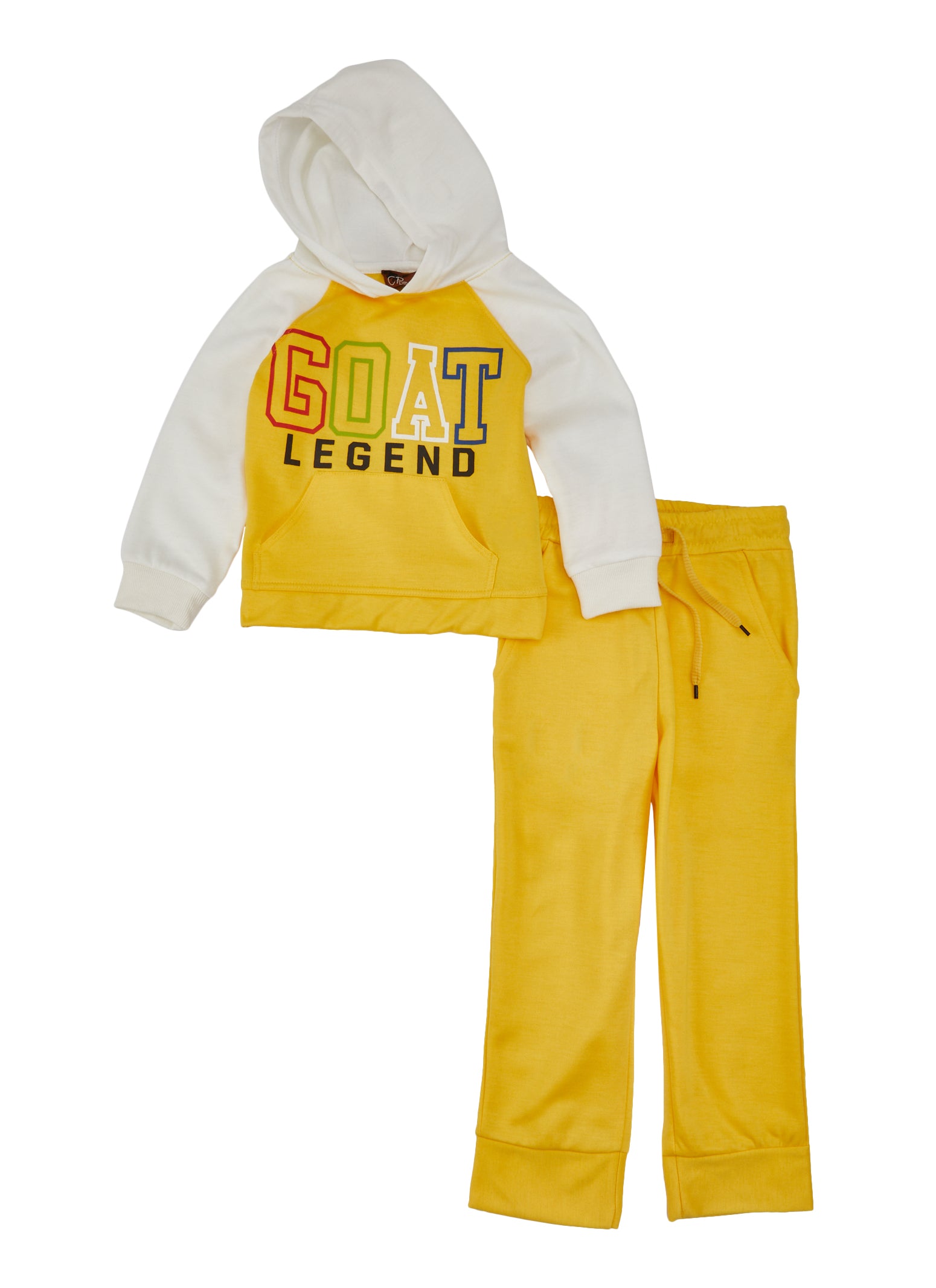Little Boys Color Block GOAT Legend Pullover Hoodie and Joggers, Yellow, Size 4