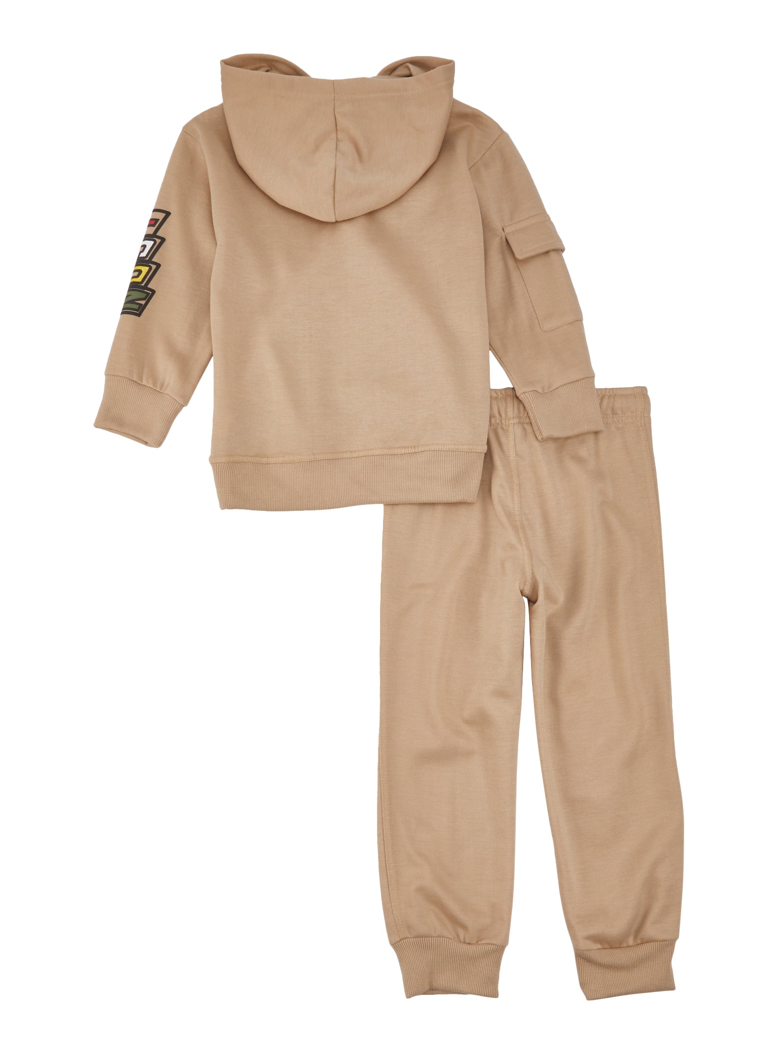 Little Boys Icon Graphic Pullover Hoodie and Joggers, Beige, Size 4