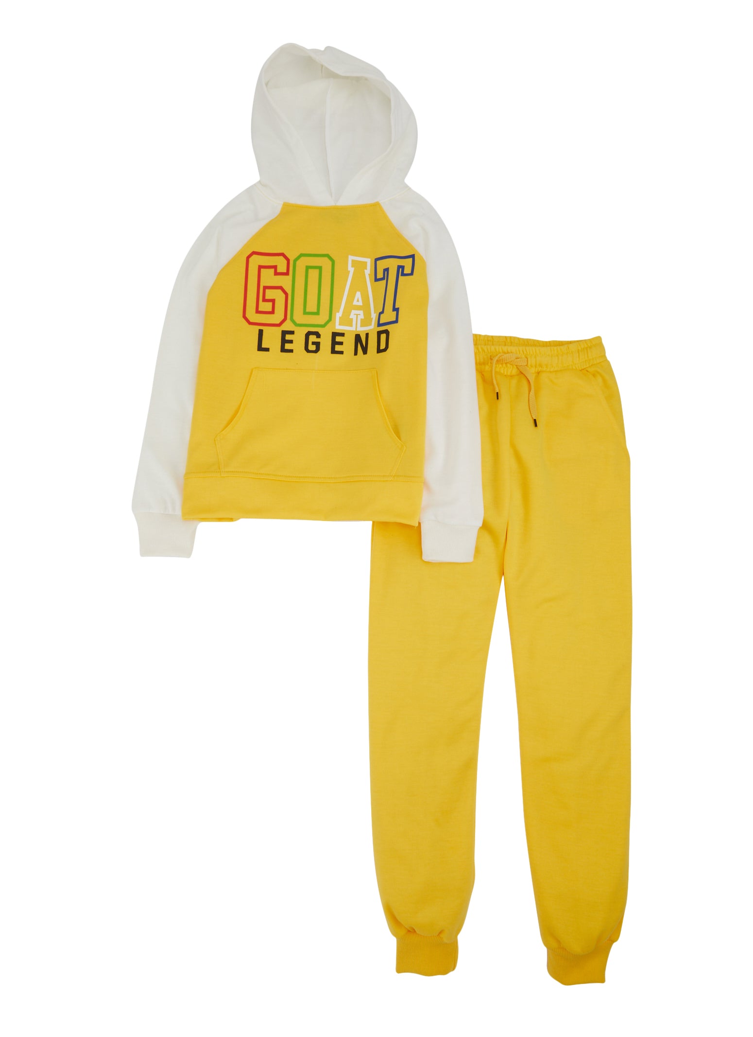 Boys Color Block GOAT Legend Pullover Hoodie and Joggers, Yellow, Size 18